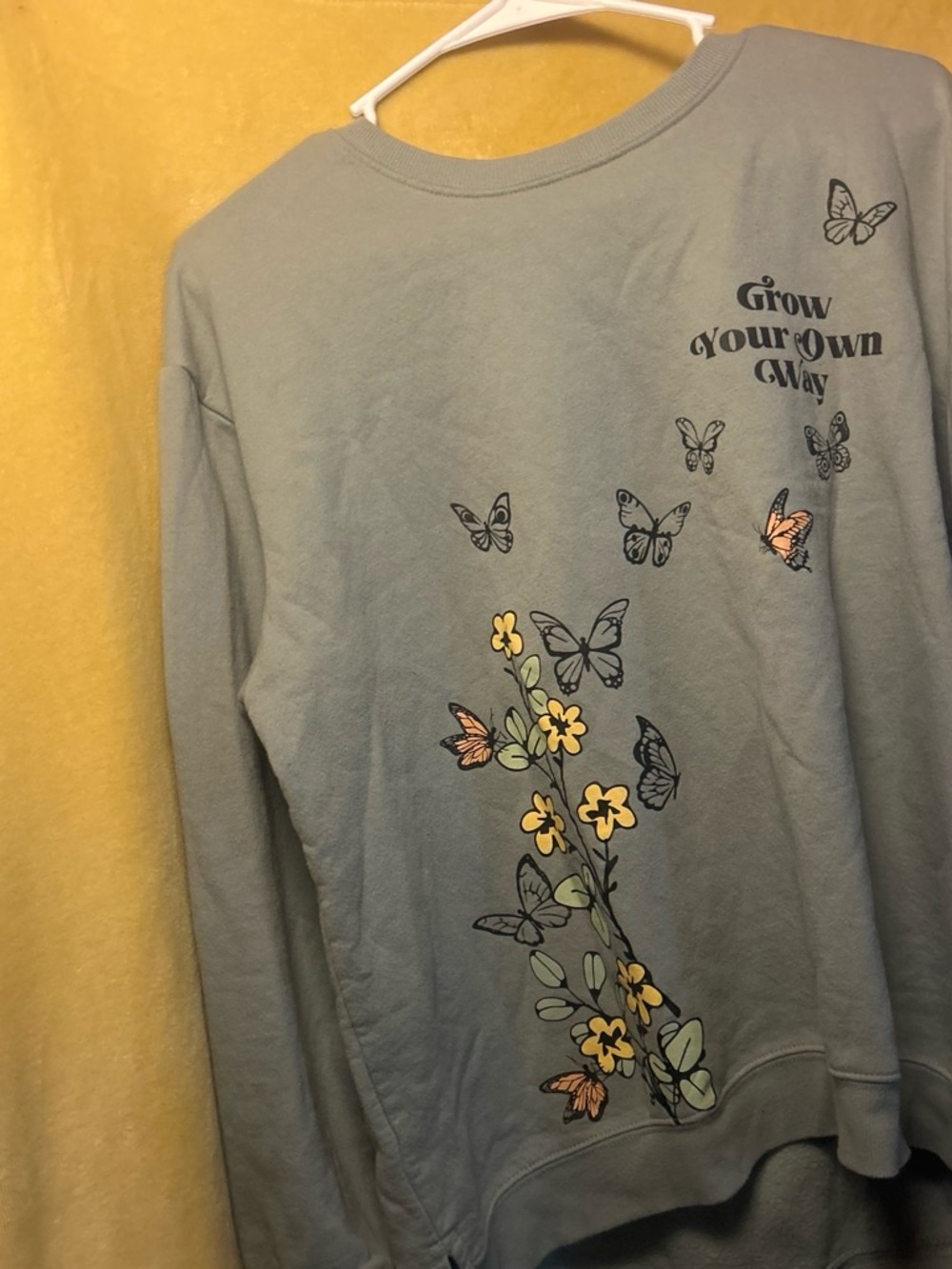 Grow Your Own Way Blue Graphic Crewneck Sweater